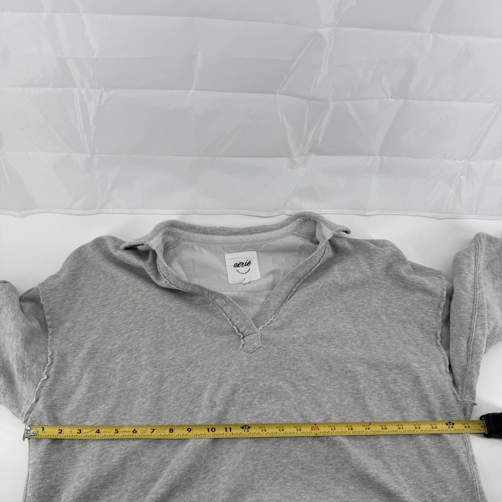 Aerie Sweatshirt Womens Sz L V Neck Pullover Oversized Relaxed Fit Gray Lounge - Picture 7 of 13